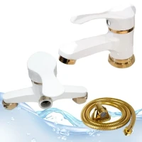 شیر روشویی وتوالت لاله سفید طلا